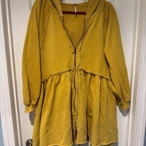 GUC FREE PEOPLE SIZE LARGE EXPOSED SEAM FLARED HOODIE WITH POCKETS